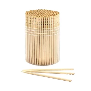 Bamboo Premium Wooden Unwrapped Round Toothpicks with Storage Holder 1x300 26025B
